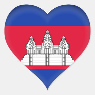 Cambodia Flag Heart Sticker