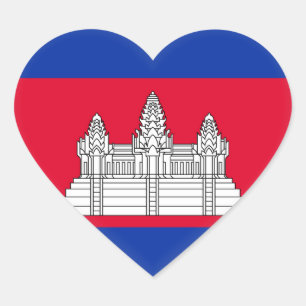 Cambodia Flag Heart Sticker