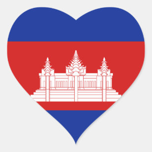 Cambodia Flag Heart Sticker