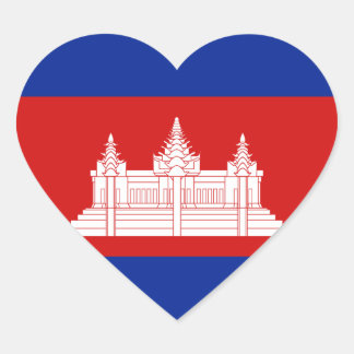 Cambodia Flag Heart Sticker