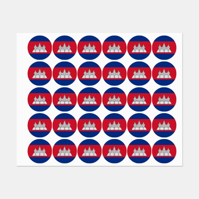 Cambodia flag labels (Sheet)