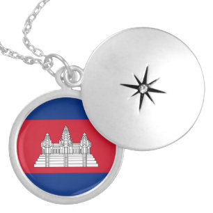 Cambodia flag locket necklace