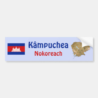 Cambodia Flag + Map Bumper Sticker