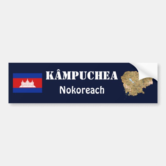 Cambodia Flag + Map Bumper Sticker (Front)