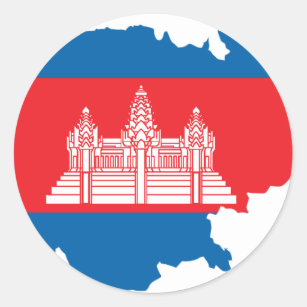Cambodia flag map classic round sticker