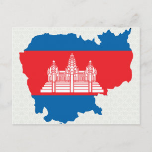 Cambodia Flag Map full size Postcard