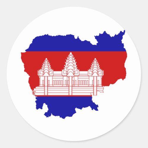 Cambodia Flag map KH Classic Round Sticker