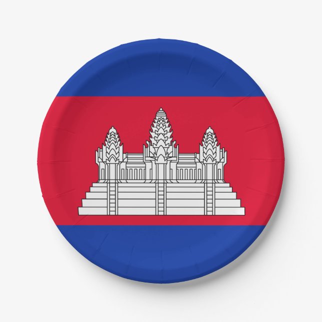 Cambodia Flag Paper Plates (Front)