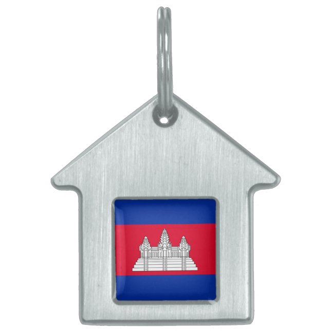 Cambodia Flag Pet Name Tag (Front)