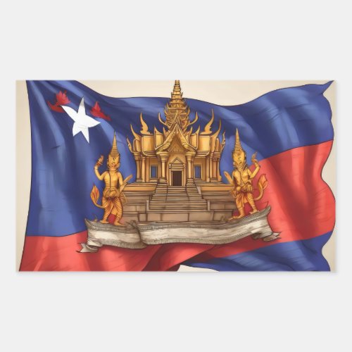 cambodia flag rectangular sticker