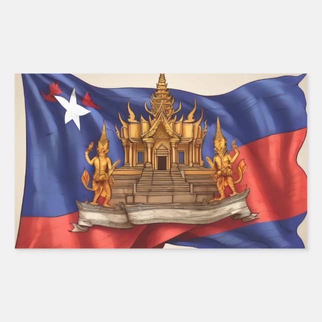 cambodia flag rectangular sticker (Front)