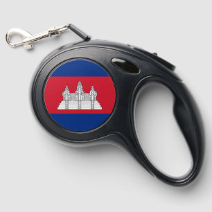 Cambodia flag retractable pet leash 