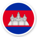 Cambodia Flag Round Sticker