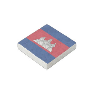 Cambodia flag stone magnet