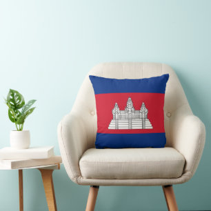 Cambodia flag throw pillow