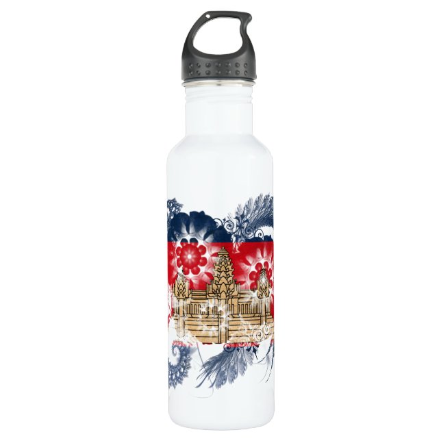 Cambodia Flag Water Bottle (Front)