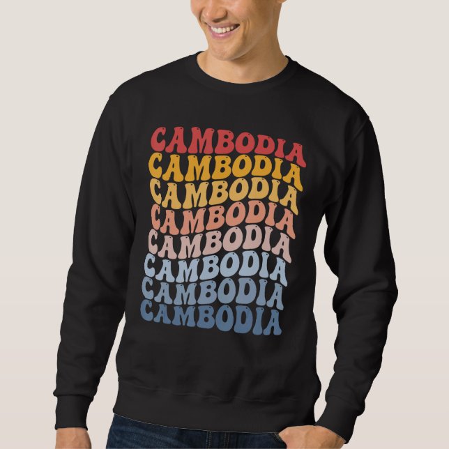 Cambodia Groovy Retro Cambodian Sweatshirt (Front)