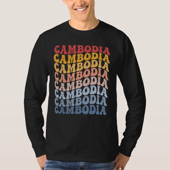 Cambodia Groovy Retro Cambodian T-Shirt (Front)