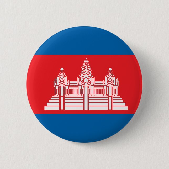 Cambodia High quality Flag Pinback Button (Front)