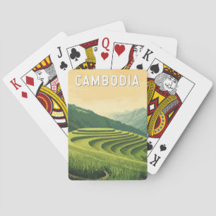 Cambodia Illustration Travel Art Vintage Poker Cards