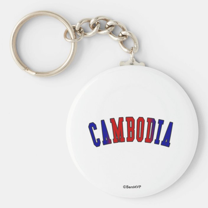 Cambodia in National Flag Colors Key Chain
