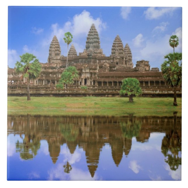 Cambodia, Kampuchea, Angkor Wat temple. Ceramic Tile (Front)