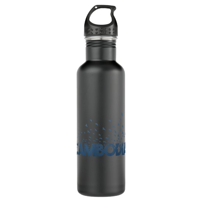 Cambodia Khmer Flag Day Flying Birds Bir Stainless Steel Water Bottle (Front)