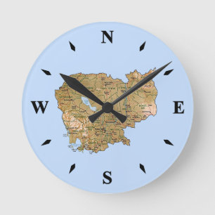 Cambodia Map Clock