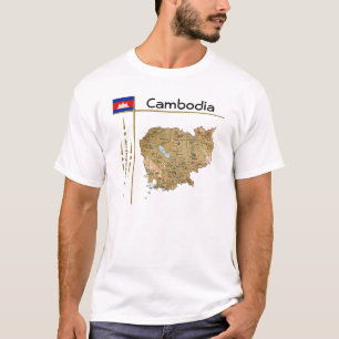 Cambodia Map + Flag + Title T-Shirt