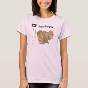Cambodia Map + Flag + Title T-Shirt