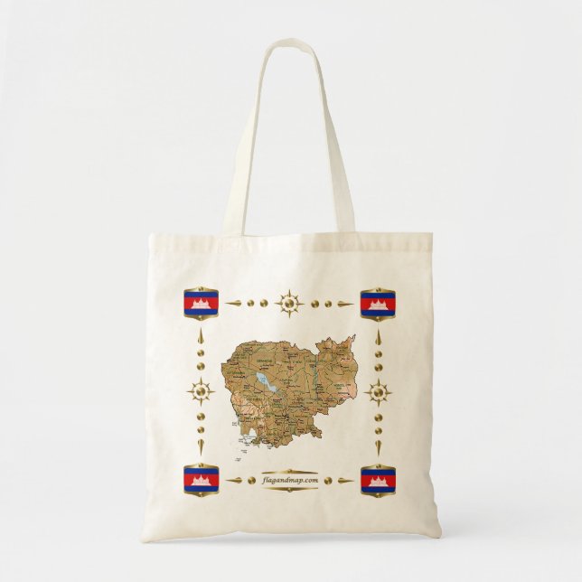 Cambodia Map + Flags Bag (Front)