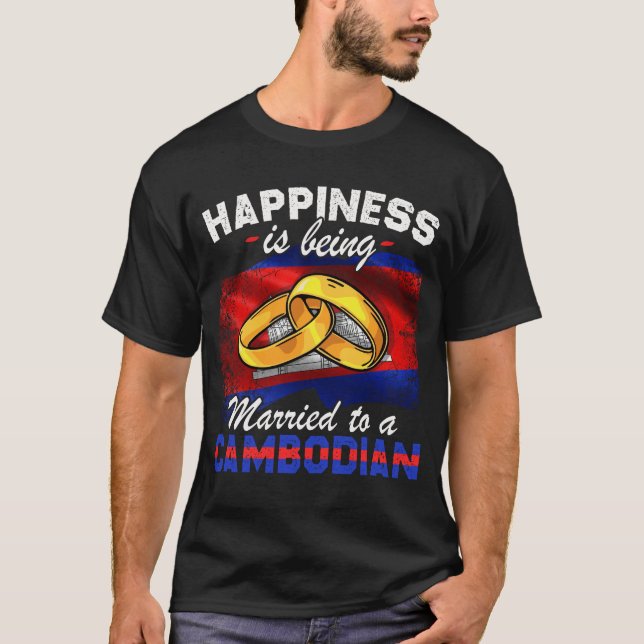 Cambodia Marriage Cambodian Married Flag Wedded Cu T-Shirt (Front)