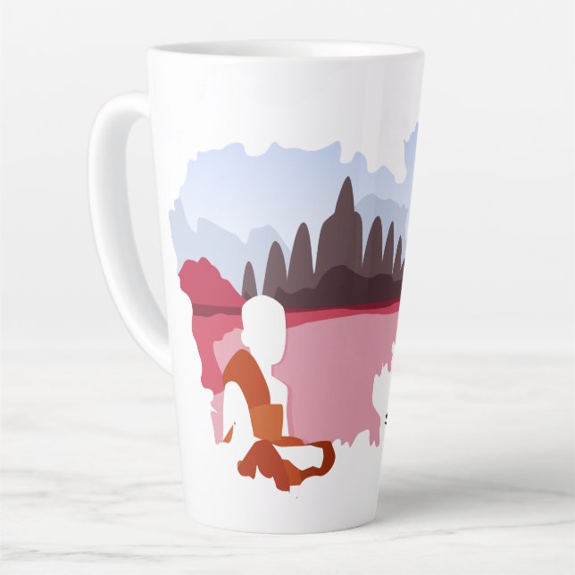 Cambodia Memories Map with Monk Personalized  Latte Mug (Left Angle)