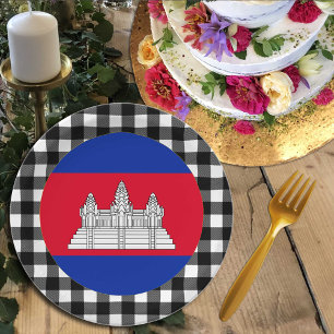 Cambodia Plate, buffalo plaid & Cambodian Flag Paper Plates