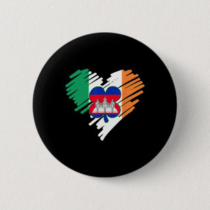Cambodia Proud Cambodian Flag St. Patricks Day Sha Button