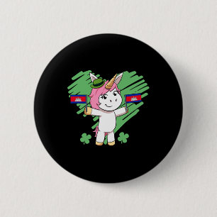 Cambodia Proud Cambodian Flag St. Patricks Day Uni Button