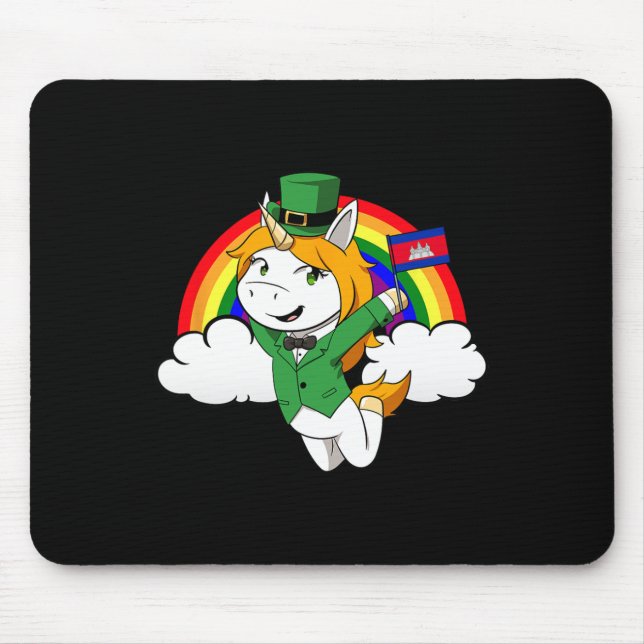 Cambodia Proud Cambodian Flag St. Patricks Day Uni Mouse Pad (Front)