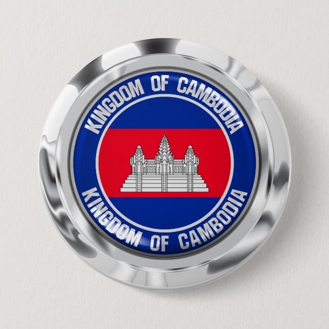 Cambodia Round Emblem Button (Front)