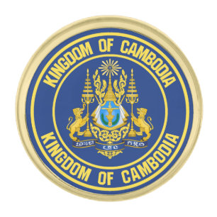Cambodia Round Emblem Gold Finish Lapel Pin