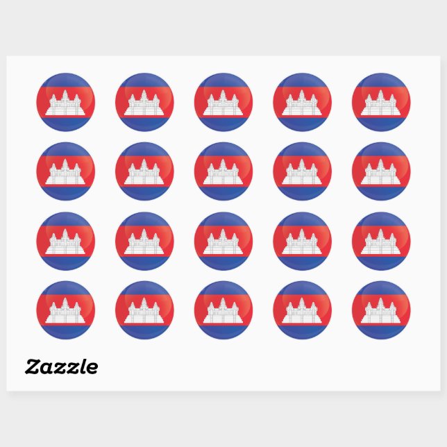 Cambodia  Round Icon Flag  Classic Round Sticker (Sheet)