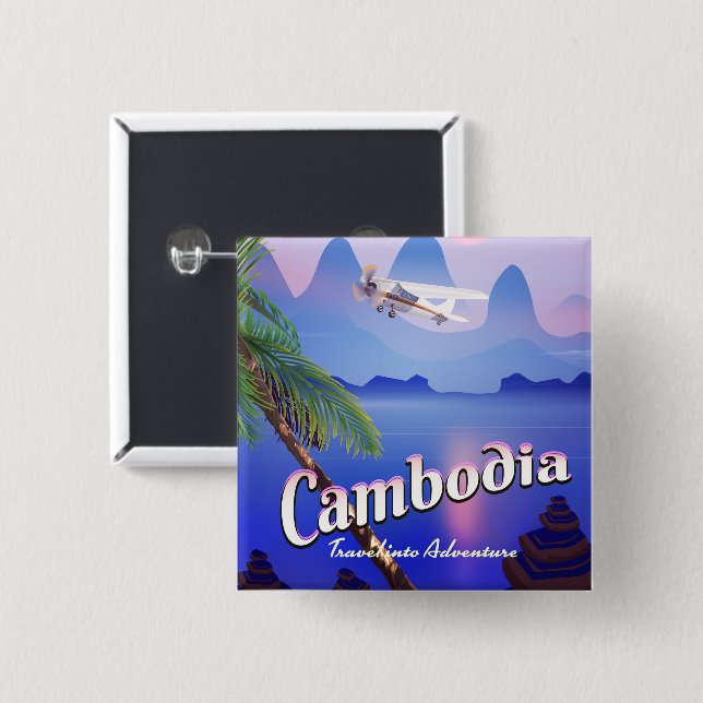 Cambodia 'Travel into Adventure' Button (Front & Back)
