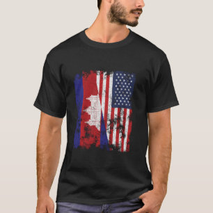 Cambodia USA Flag Distressed - Half American T-Shirt