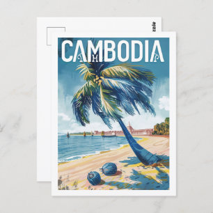 Cambodia Vintage Famous Travel Place Postcard