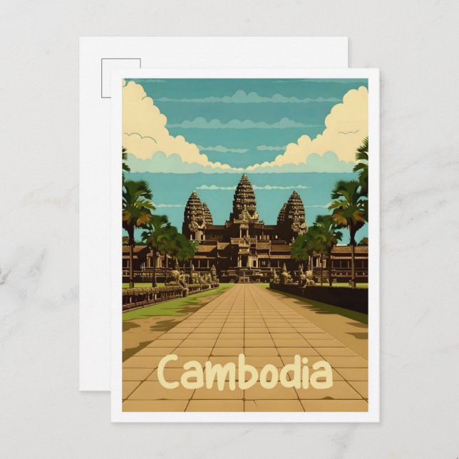 Cambodia Vintage Travel Postcard (Front/Back)