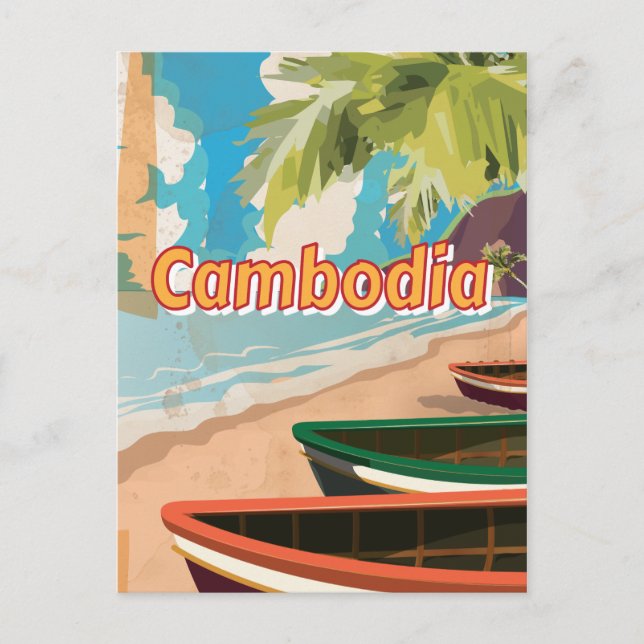 Cambodia Vintage travel poster Postcard (Front)