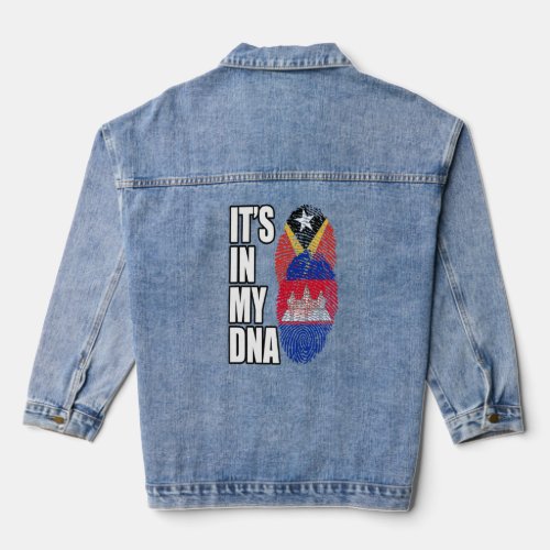 Cambodian And Timorese Mix DNA Flag Heritage  Denim Jacket