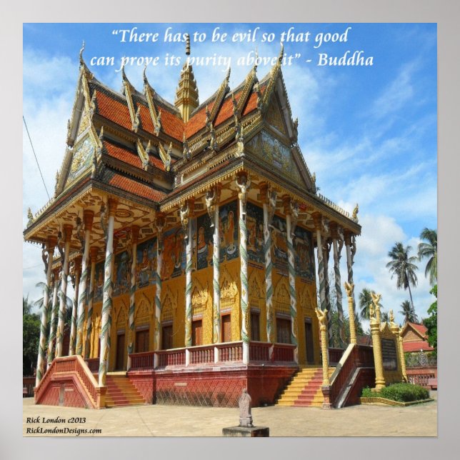 Cambodian Buddhist Temple & Famous Quote Poster (Front)