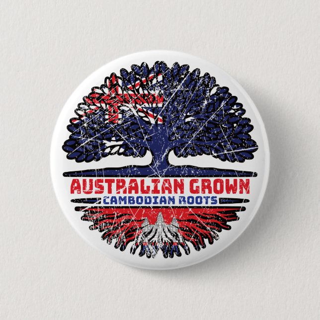 Cambodian Cambodia Australian Australia Tree Roots Button (Front)