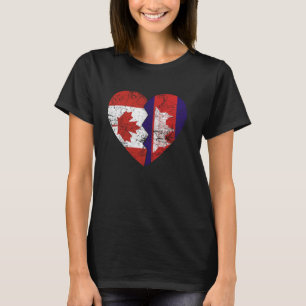 Cambodian Canadian Flags Heart Canada Cambodia Roo T-Shirt