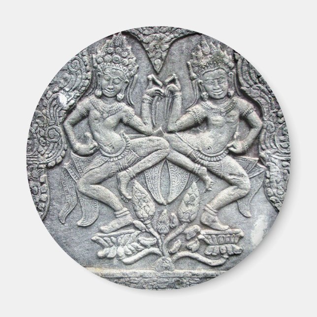 Cambodian dancers stone carving magnet (Front)